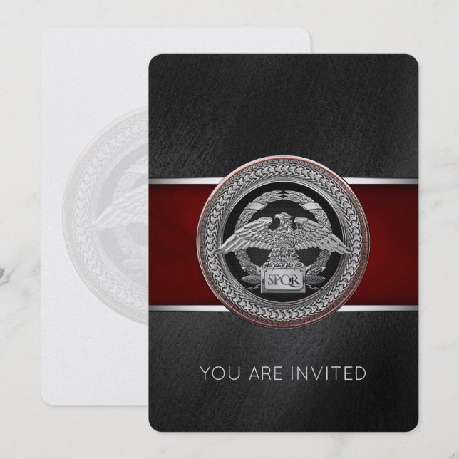 [100] Silberrömischer Kaiseradler über Medallion Einladung (Vorne/Hinten)