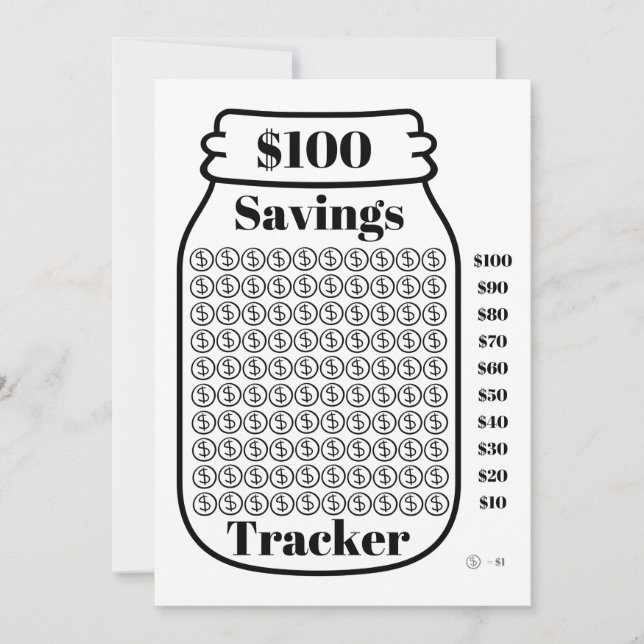 100 $ Sparquote Tracker Mason Jar Haushaltsziffer Einladung (Vorderseite)