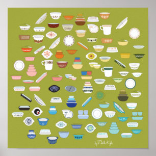 100 Stücke von Pyrex - Grün Poster