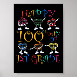 100. Tag 1. Klasse Dabbing Herz Floss Tanz Kind Poster