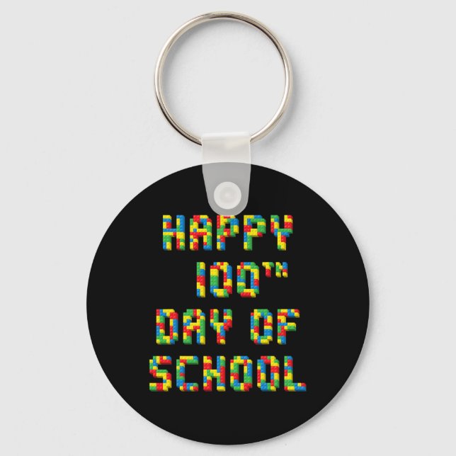 100. Tag der Schule Bausteine Lehrer Kinder Schlüsselanhänger (Vorderseite)