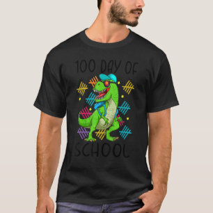 100. Tag der Schule Dino Kinder glücklich 100 Tage T-Shirt