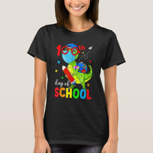 100. Tag der Schule Dinosaurier T Rex glücklich 10 T-Shirt