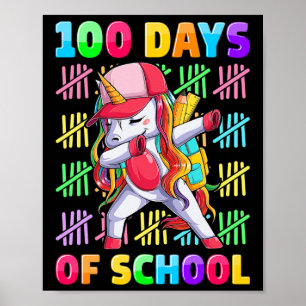 100. Tag der Schule Einhorn für Mädchen Kinder Glü Poster