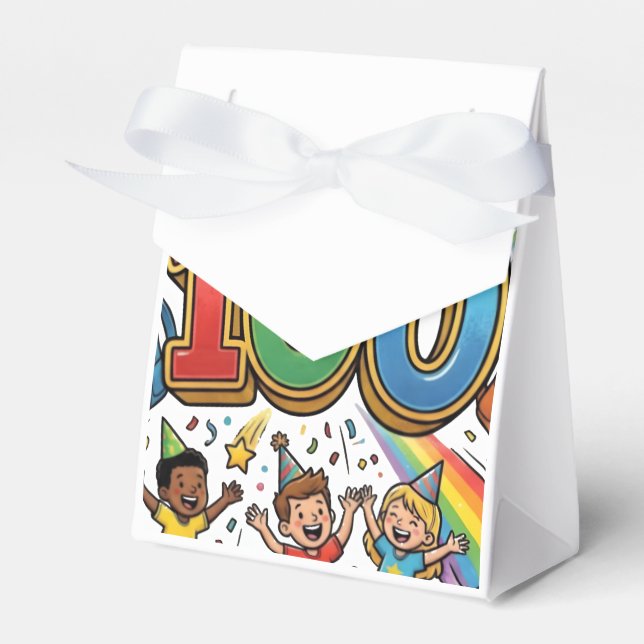 100. Tag der Schule Farbige Feierdesign –  Geschenkschachtel (Vorderseite)