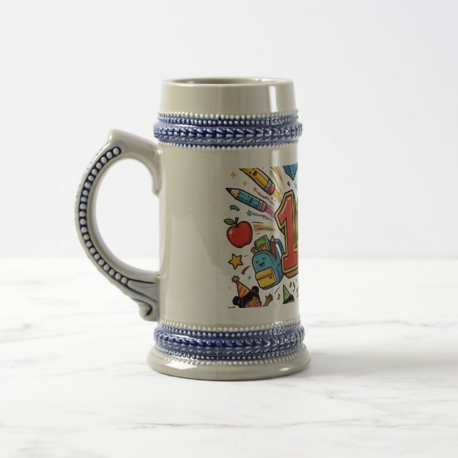 100. Tag der Schule Farbige Feierdesigns –  Bierglas (Links)