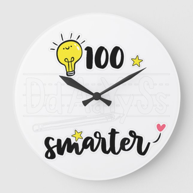 100. Tag der Schule Outfit Englischer Lehrer 100 T Große Wanduhr (Vorderseite)