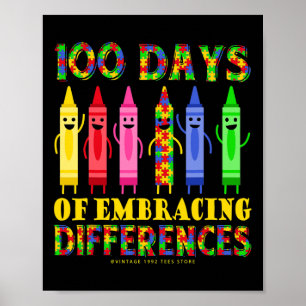 100. Tag der Schule Shirt umklammert Unterschiede Poster