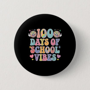 100. Tag der Schule Vibes Niedlich Lächeln Gesicht Button