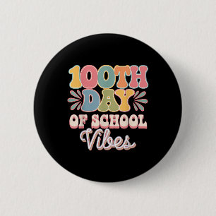 100. Tag der Schule Vibes Niedlich Lächeln Gesicht Button