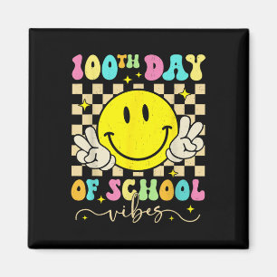 100. Tag der Schule Vibes Niedlich Lächeln Gesicht Magnet
