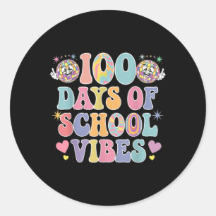 100. Tag der Schule Vibes Niedlich Lächeln Gesicht Runder Aufkleber