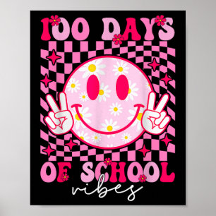 100. Tag der Schule Vibes rosa Lächeln Gesicht 100 Poster