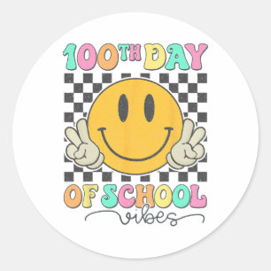 100. Tag der Schulstimmung Cute Lächeln Gesicht 10 Runder Aufkleber