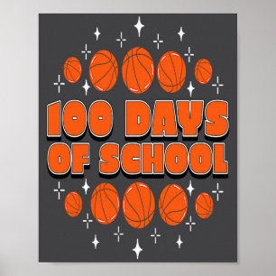 100. Tag der Schultags-Basketball-Kinder 100 Tage Poster