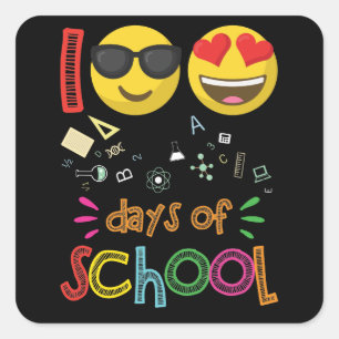 100. Tag des Kindergartenlehrers Emoji Quadratischer Aufkleber