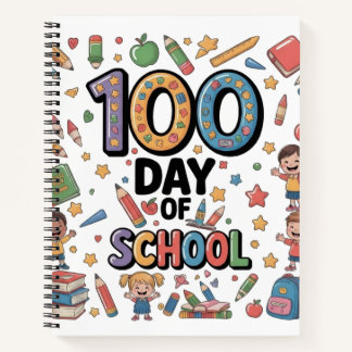 100. Tag des Schulspaß-T-Shirts | Farbige Kinder & Notizbuch