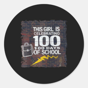 100. Tag Funny Outfit für Mädchen 100 Tage Schoo Runder Aufkleber