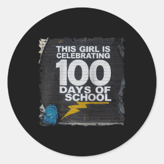 100. Tag Funny Outfit für Mädchen 100 Tage Schoo Runder Aufkleber