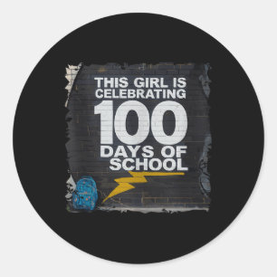 100. Tag Funny Outfit für Mädchen 100 Tage Schoo Runder Aufkleber