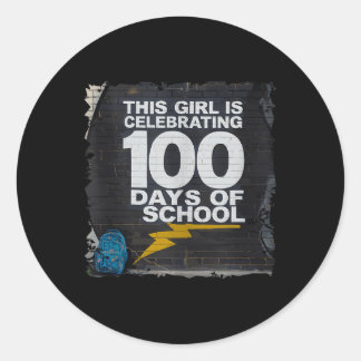 100. Tag Funny Outfit für Mädchen 100 Tage Schoo Runder Aufkleber