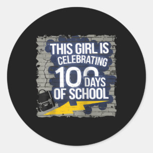 100. Tag Funny Outfit für Mädchen 100 Tage Schoo Runder Aufkleber