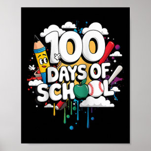100. Tag Funny Outfit Lehrer & Amp; Student 100 D Poster