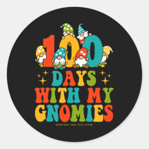 100. Tag mit meiner Gnome Lehrerin Kid Groovy Hi Runder Aufkleber