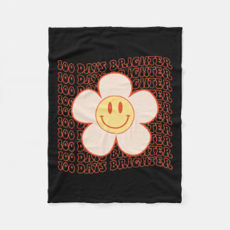 100. Tag Schule Retro Groovy Happy Gesicht 100 Tag Fleecedecke