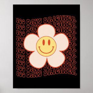 100. Tag Schule Retro Groovy Happy Gesicht 100 Tag Poster