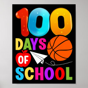 100. Tag Student Boys Girls Bysketbyll 100 Tage O Poster
