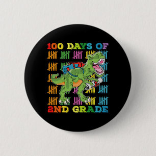 100 Tage 2. Klasse T-Rex-Dinosaurier-Schule Button
