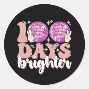 100 Tage Ball Brighter Disco 100. Schultag Runder Aufkleber