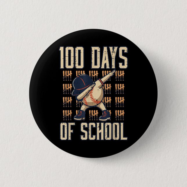 100 Tage Baseball Dab 100 Tage Jungen Button (Vorderseite)