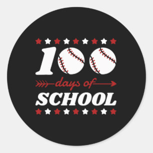 100 Tage Baseball Liebhaber der Schule Runder Aufkleber