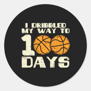 100 Tage Basketball 100. Schule getrieben Runder Aufkleber