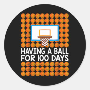 100 Tage Basketball-Schule 100. Tag Balls Geschenk Runder Aufkleber