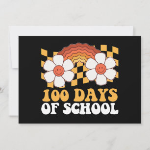 100 Tage Blume Schule Regenbogen Groovy Retro Einladung
