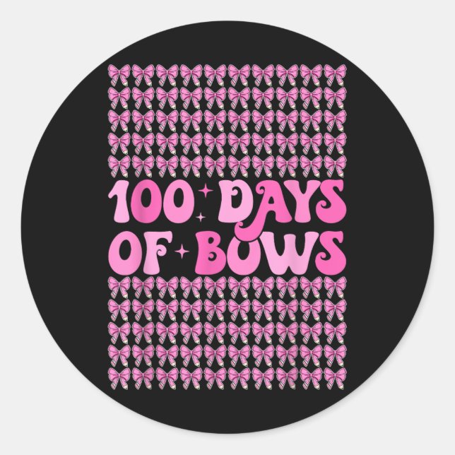 100 Tage Bows Coquette 100. Schulbow Runder Aufkleber (Vorderseite)