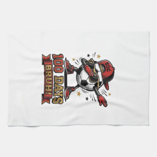 100 Tage Bruh Fußball Dabbing-Shirt-Design_1 Geschirrtuch
