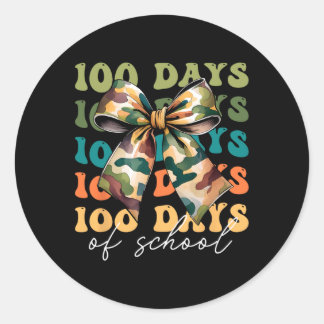 100 Tage Camouflage Girly Bow Lehrerin Frauen Gi Runder Aufkleber