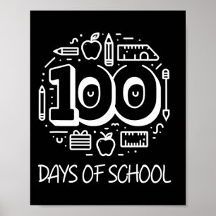 100 Tage Chalk Clical Teacher Kinder 100. Poster