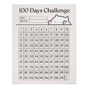 100-Tage-Challenge-Spaß-Tracker für das Schlafzimm Poster