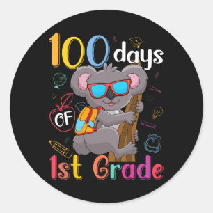 100 Tage der 1. Klasse Koala 100. Tag Schule zuers Runder Aufkleber