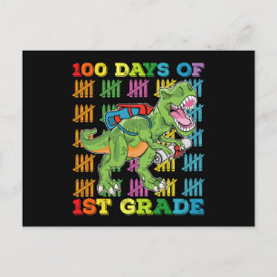 100 Tage der 1. Klasse T Rex Dinosaur Schule Postkarte