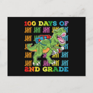 100 Tage der 2. Klasse T Rex Dinosaur Schule Postkarte