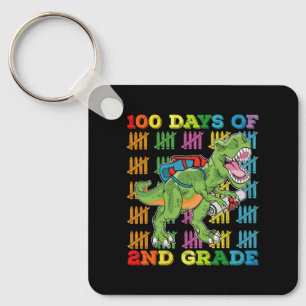100 Tage der 2. Klasse T-Rex-Dinosaurier-Schule Schlüsselanhänger