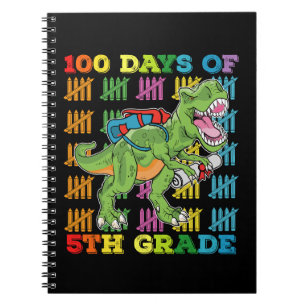 100 Tage der 5. Klasse T Rex Dinosaur Schule Notizblock
