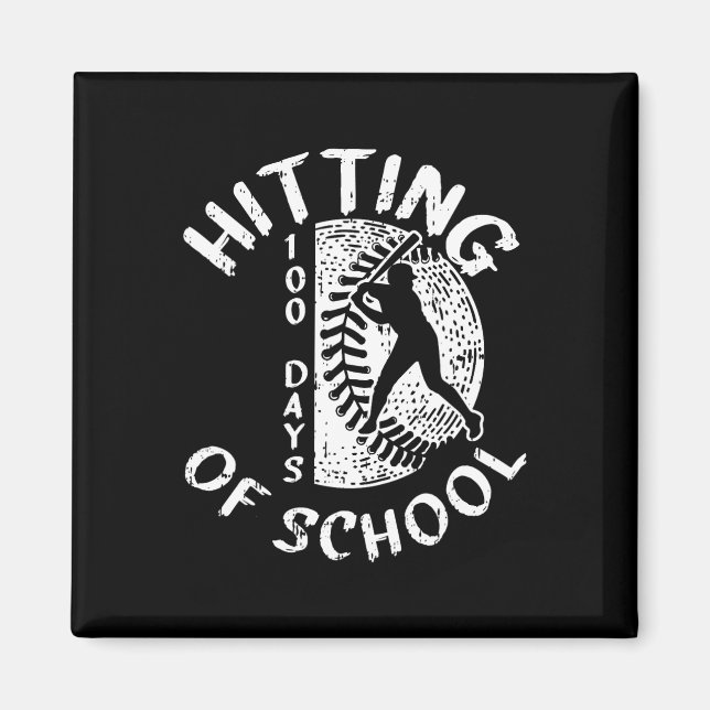 100 Tage der Baseball-Player-Lehrerin Student Magnet (Vorne)