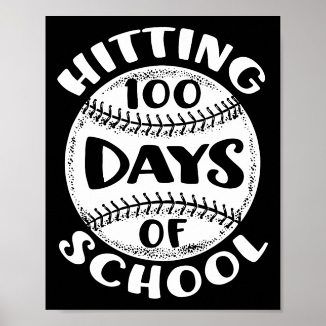 100 Tage der Baseball-Player-Lehrerin Student Poster (Vorne)